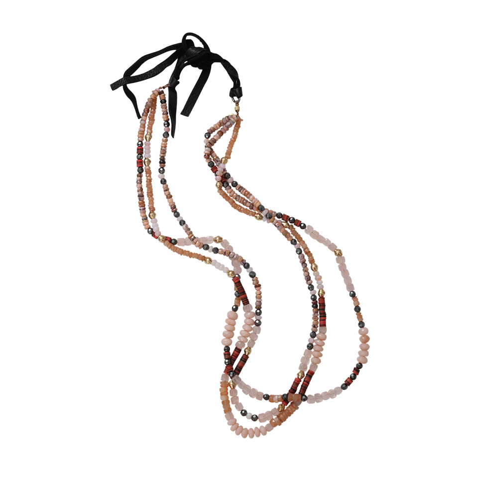 ROYAL NOMAD JEWELRY-Two Strand Opal, Moonstone, And Rose Quartz Bead Necklace-PINK