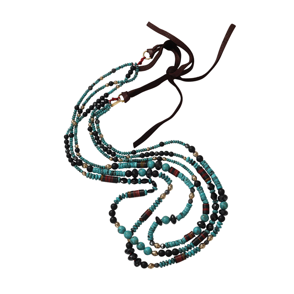 ROYAL NOMAD JEWELRY-Three Strand Turquoise And Black Onyx Necklace-TRQ/BLK