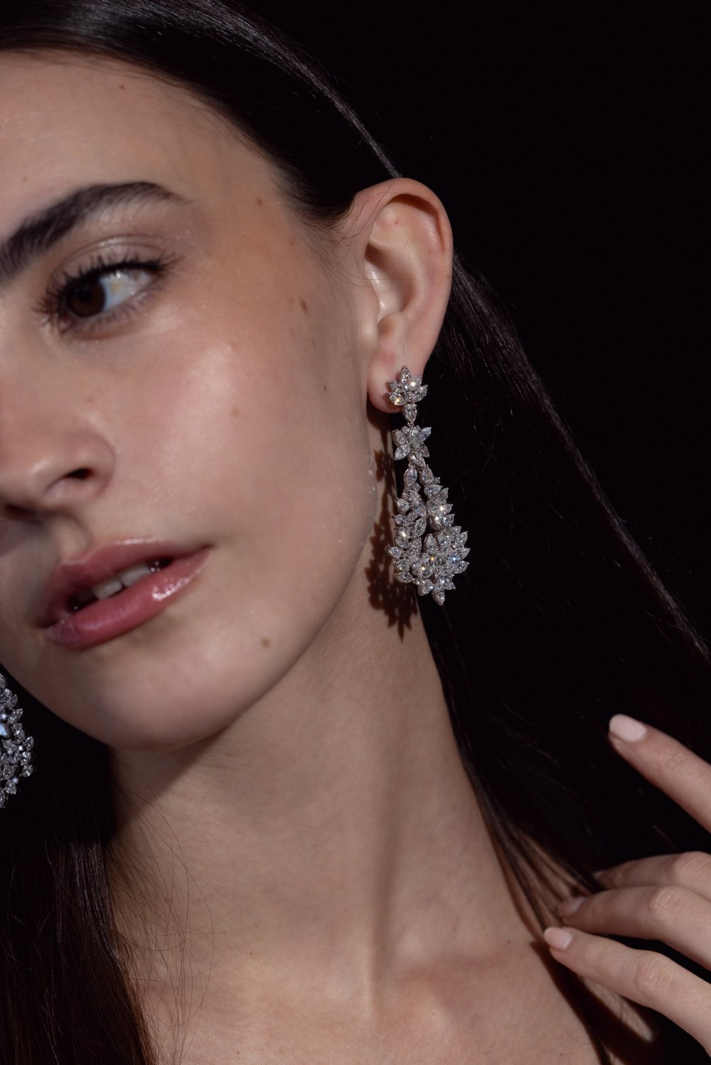 RUCHI-Marquise Teardrop Diamond Earrings-WHITE GOLD
