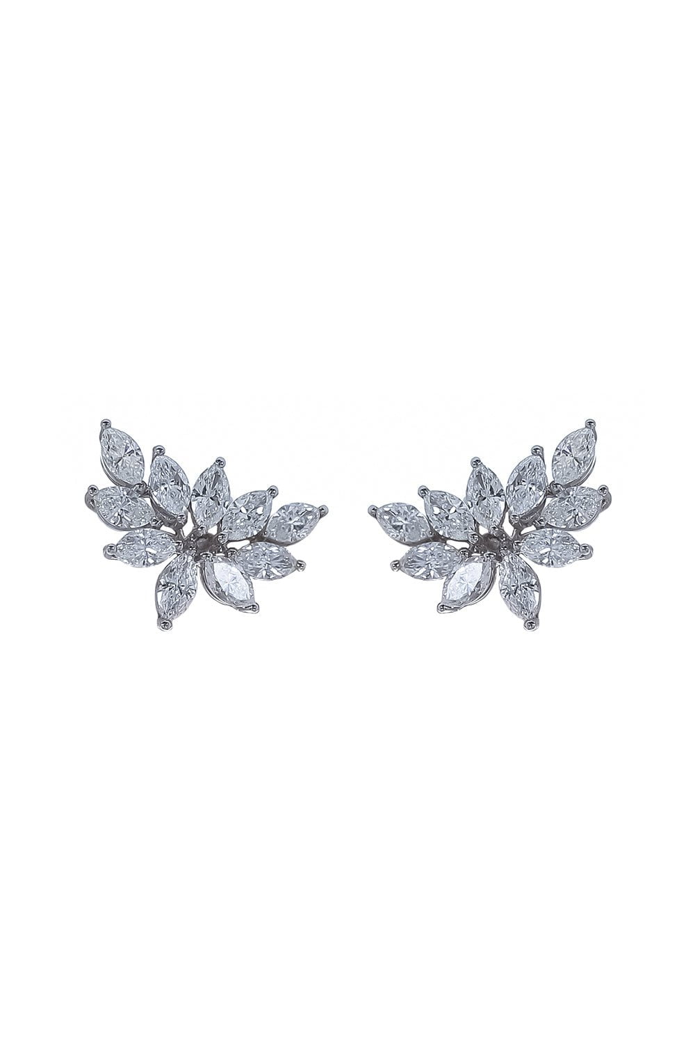 RUCHI-Cluster Diamond Stud Earrings-WHITE GOLD