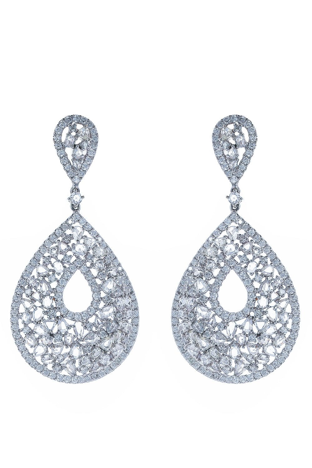 RUCHI-Diamond Drop Earrings-WHITE GOLD