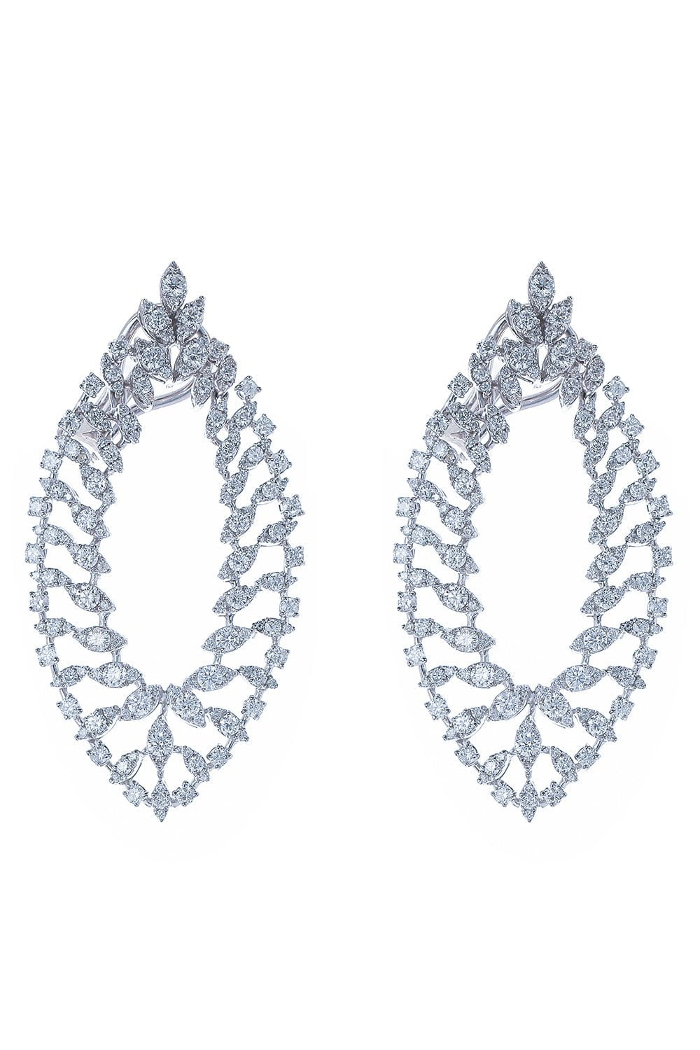 RUCHI-Diamond Open Oval Earrings-WHITE GOLD