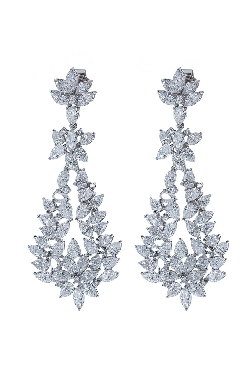 RUCHI-Marquise Teardrop Diamond Earrings-WHITE GOLD