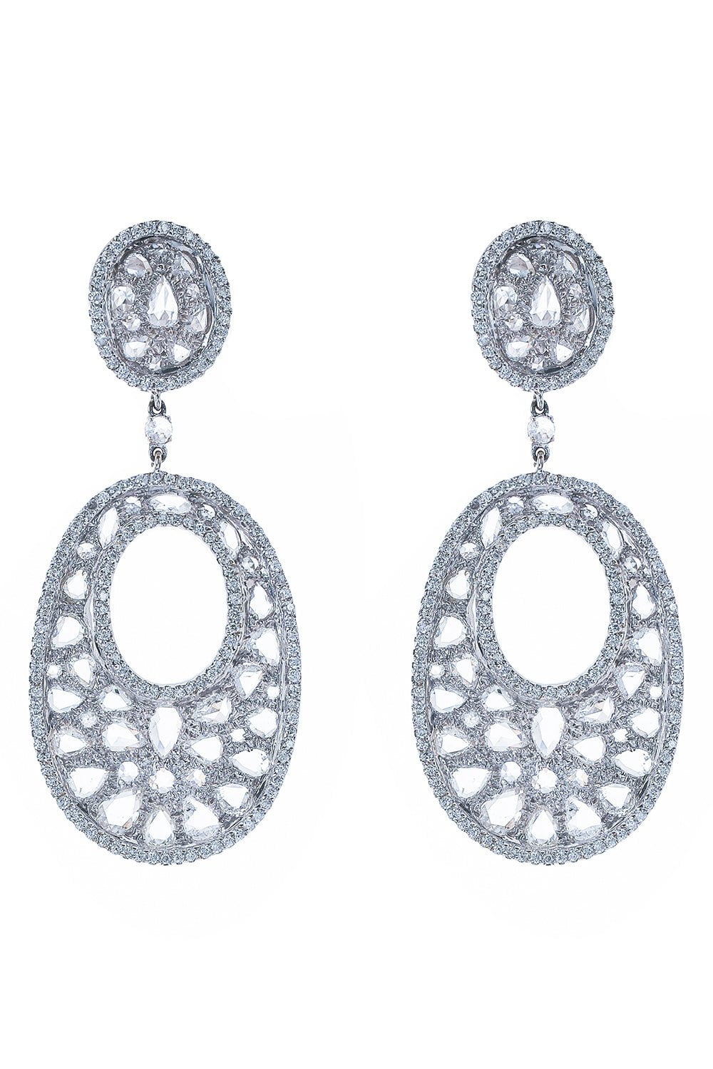 RUCHI-Wavy Diamond Earrings-WHITE GOLD