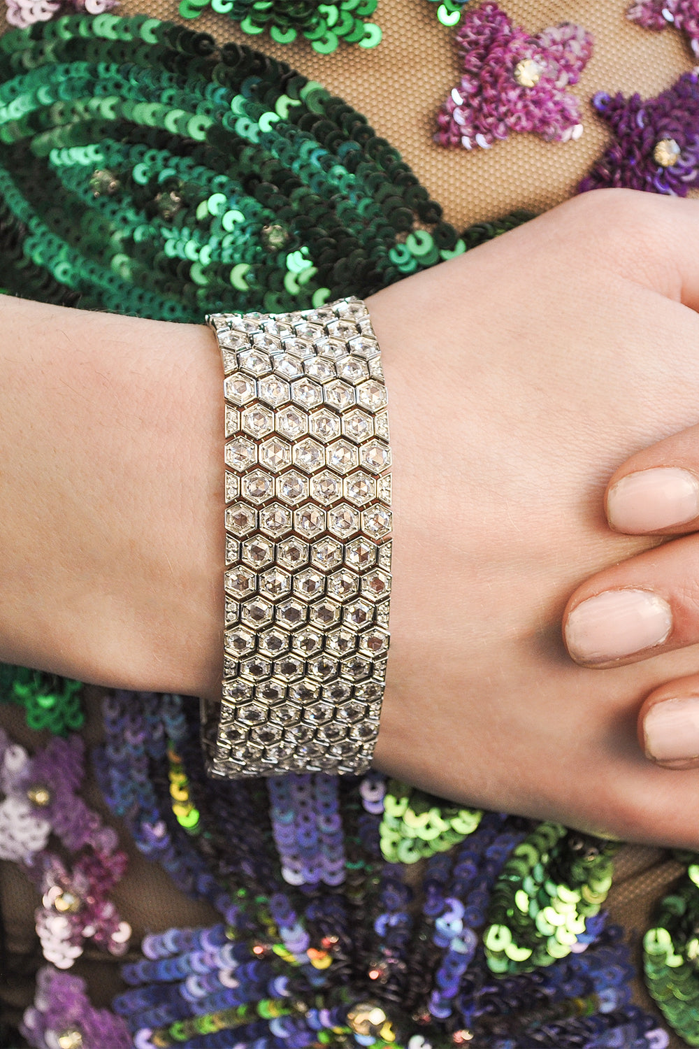 Diamond Miel Statement Bracelet-WHITE GOLD-6.5-JEWELRYFINE JEWELBRACELET O-RUCHI NEW YORK