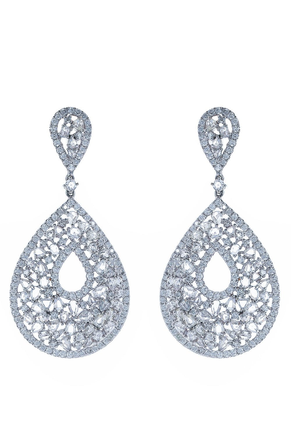RUCHI NEW YORK-Diamond Drop Earrings-WHITE GOLD
