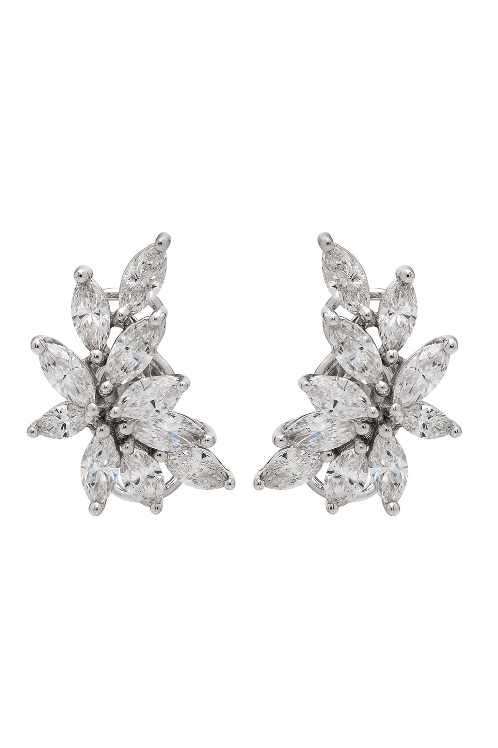 Juniper Leaf Diamond Stud Earrings-WHITE GOLD-JEWELRYFINE JEWELEARRING-RUCHI NEW YORK