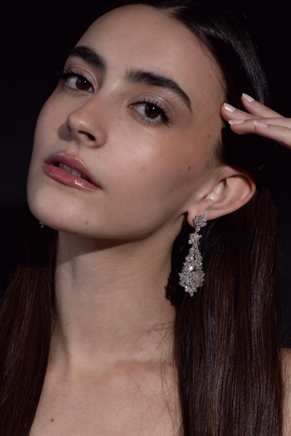 RUCHI NEW YORK-Marquise Teardrop Diamond Earrings-WHITE GOLD