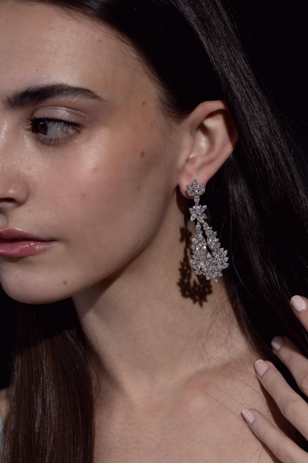 RUCHI NEW YORK-Marquise Teardrop Diamond Earrings-WHITE GOLD