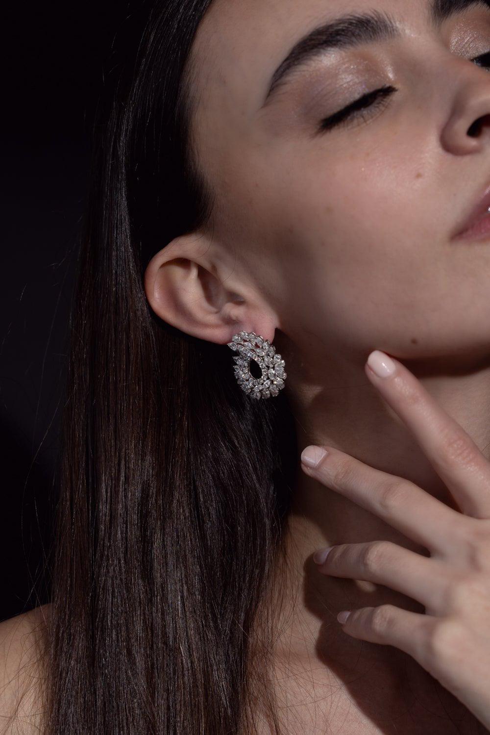 RUCHI NEW YORK-Mixed Diamond Earrings-WHITE GOLD