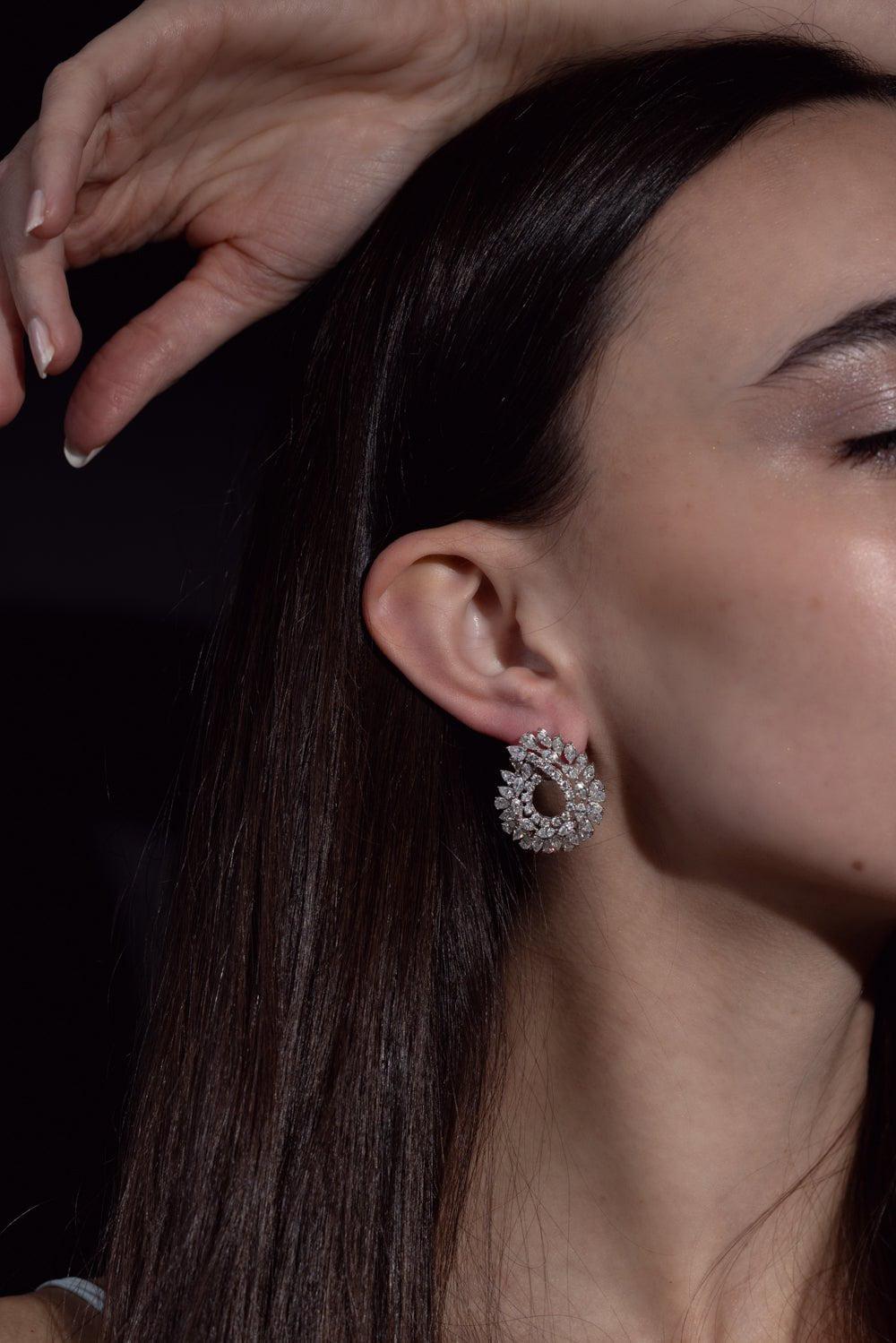 RUCHI NEW YORK-Mixed Diamond Earrings-WHITE GOLD