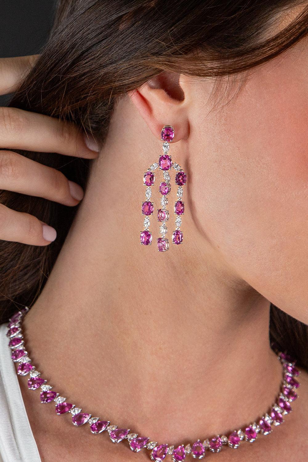 Reina Pink Sapphire Earrings-WHITE GOLD-JEWELRYFINE JEWELEARRING-RUCHI NEW YORK