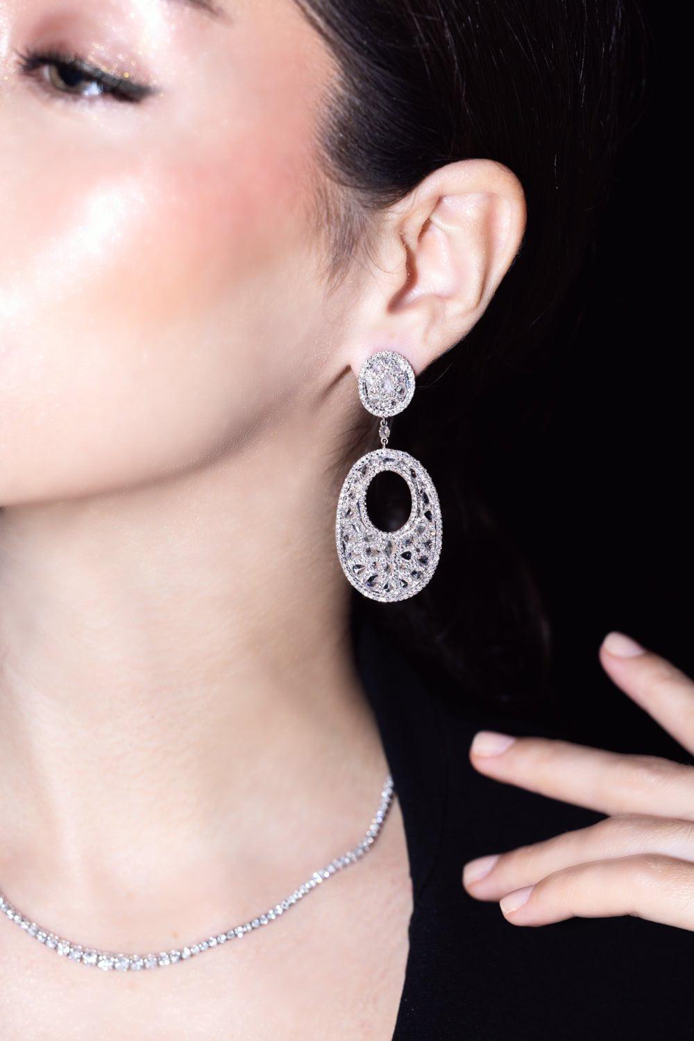 RUCHI NEW YORK-Wavy Diamond Earrings-WHITE GOLD