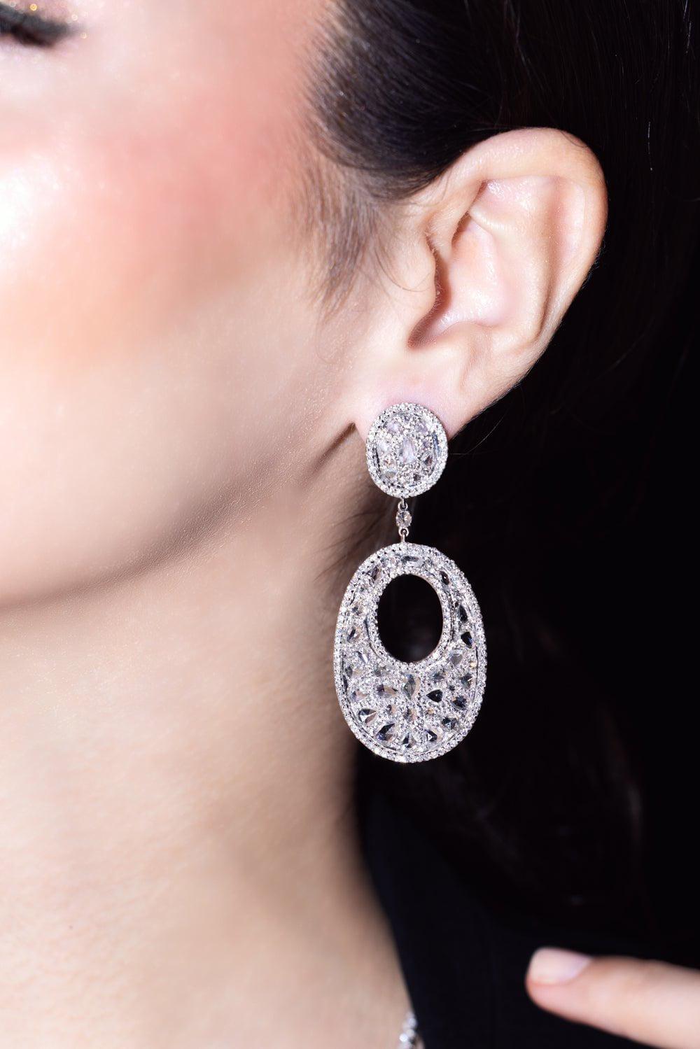 RUCHI NEW YORK-Wavy Diamond Earrings-WHITE GOLD