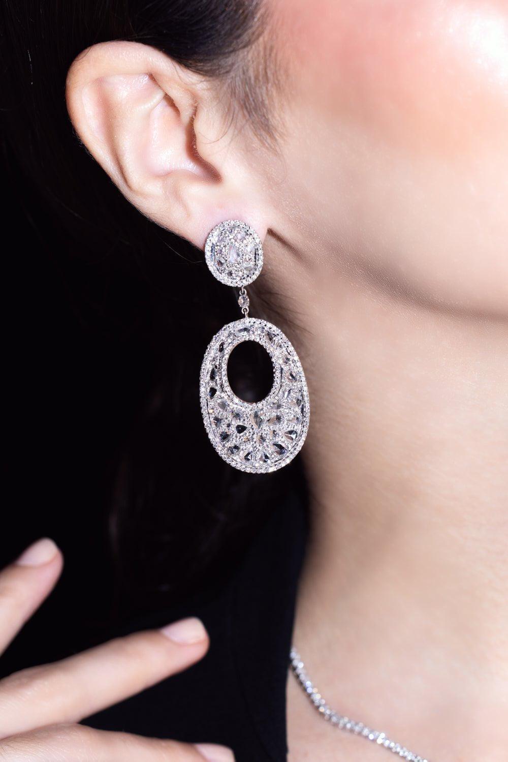 RUCHI NEW YORK-Wavy Diamond Earrings-WHITE GOLD