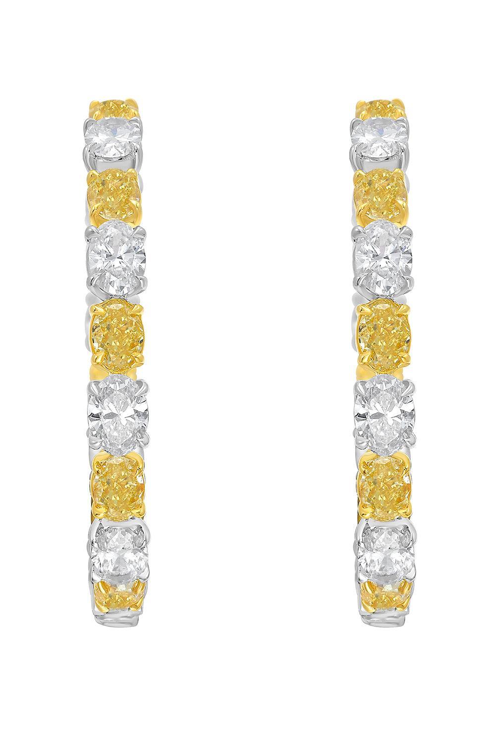  Yellow Diamond Fenice Hoop Earrings-WHITE GOLD-JEWELRYFINE JEWELEARRING-RUCHI NEW YORK 