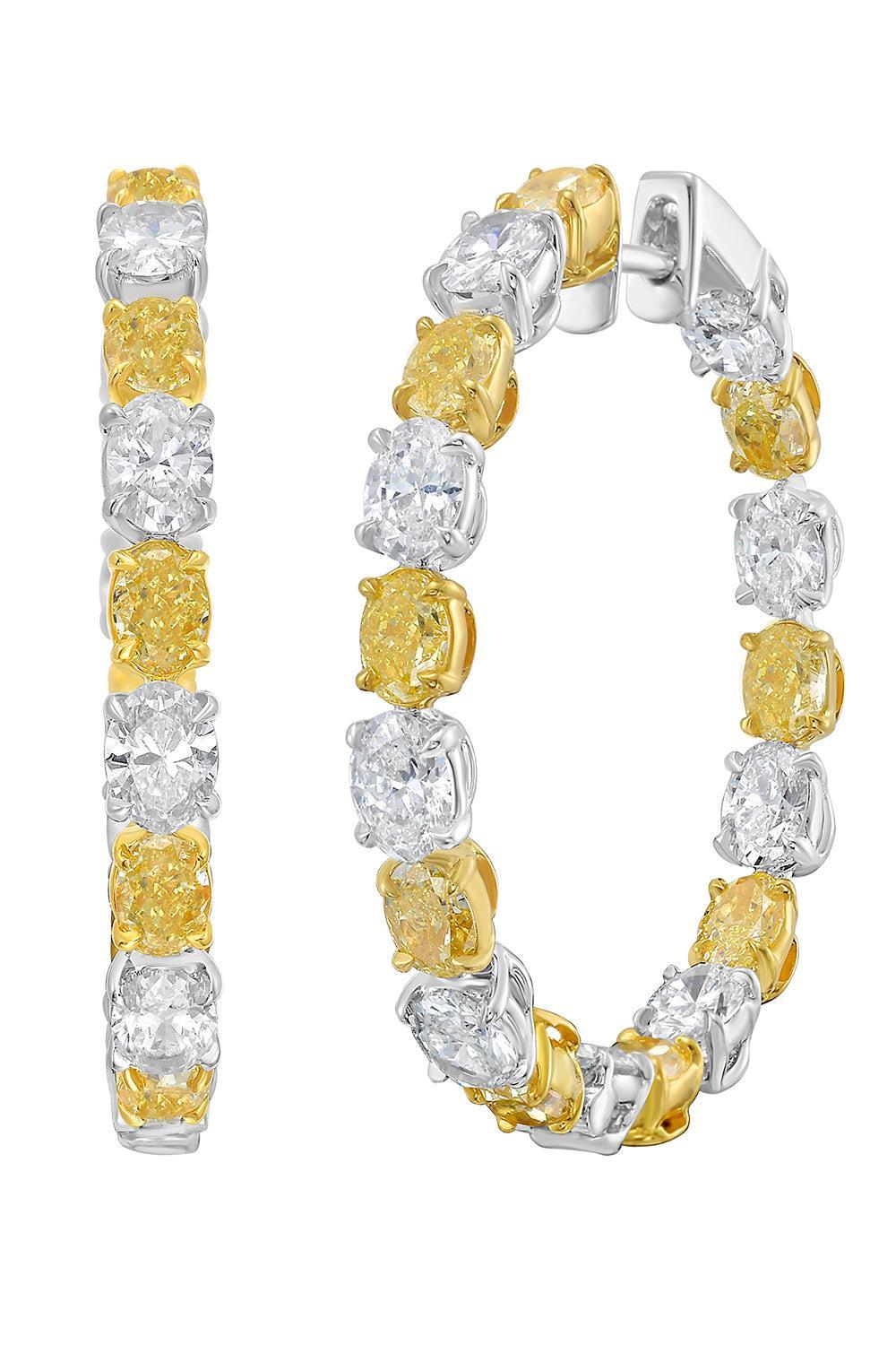  Yellow Diamond Fenice Hoop Earrings-WHITE GOLD-JEWELRYFINE JEWELEARRING-RUCHI NEW YORK 