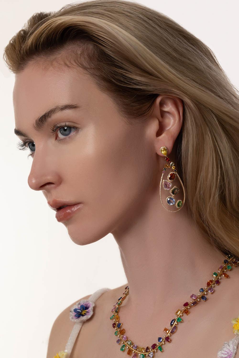 RUCHI NEW YORK-Desert Blooms Laurel Earrings-YELLOW GOLD