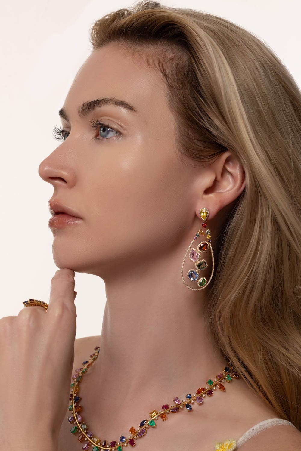 RUCHI NEW YORK-Desert Blooms Laurel Earrings-YELLOW GOLD