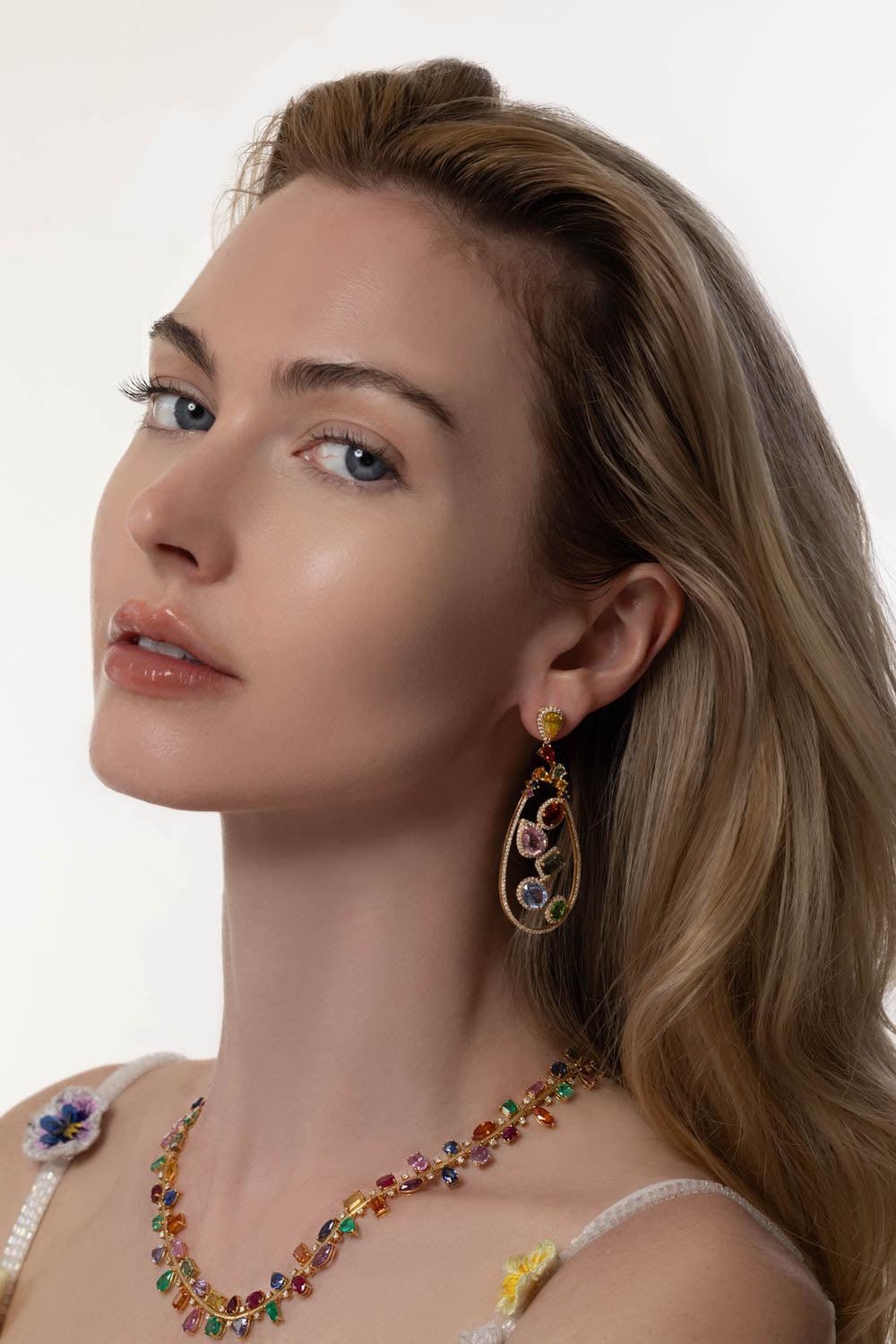 RUCHI NEW YORK-Desert Blooms Laurel Earrings-YELLOW GOLD