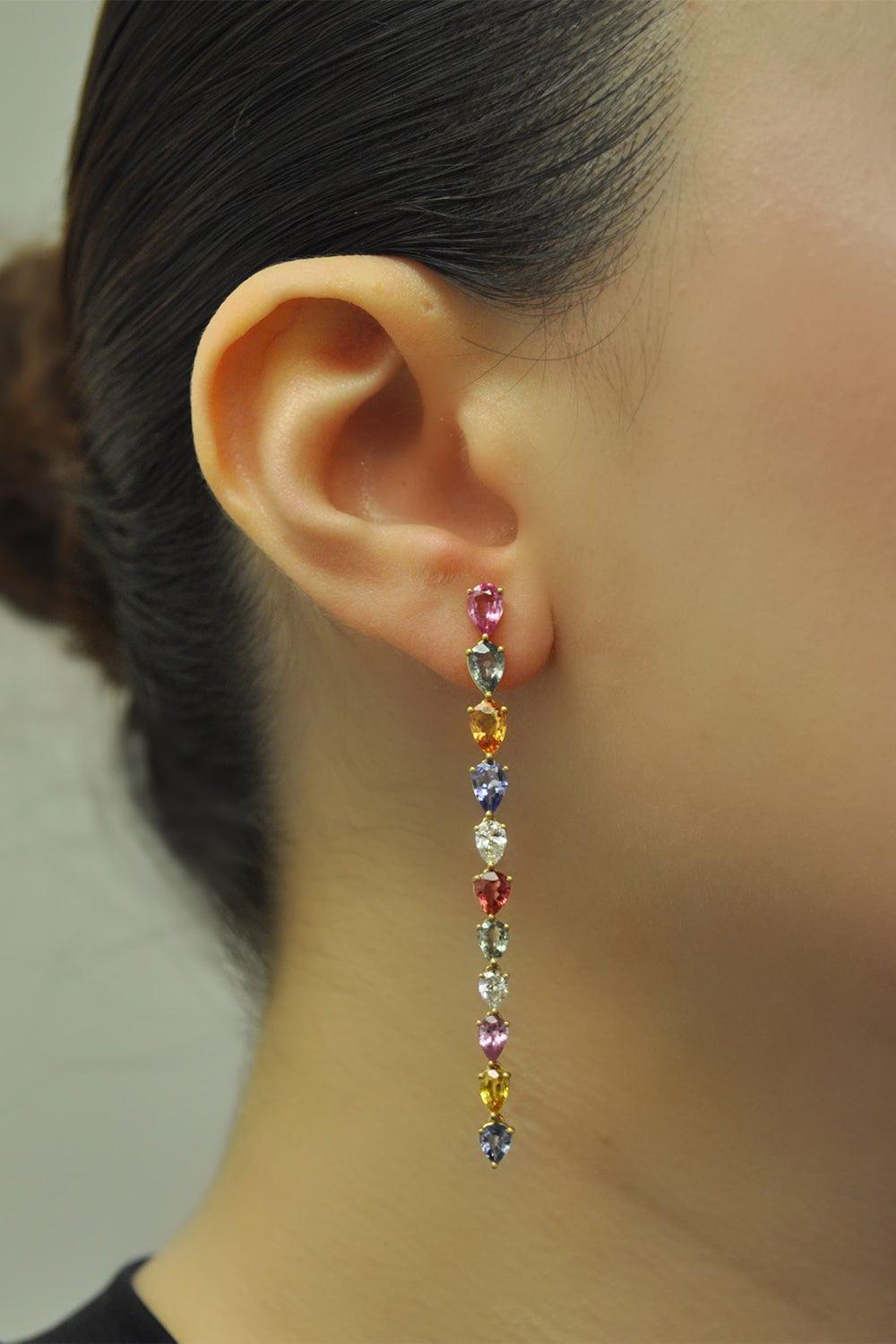 RUCHI NEW YORK-Desert Blooms Raindrop Linear Earrings-YELLOW GOLD