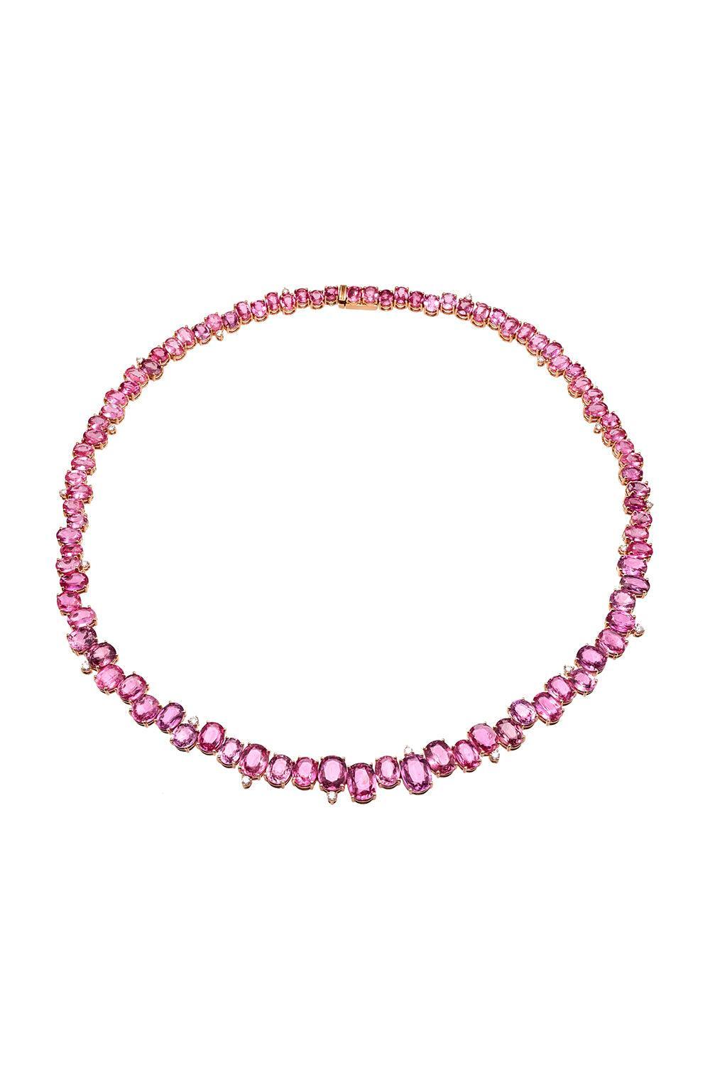 Sakura Pink Sapphire Tennis Necklace-ROSE GOLD-17-JEWELRYFINE JEWELNECKLACE O-RUCHI NEW YORK