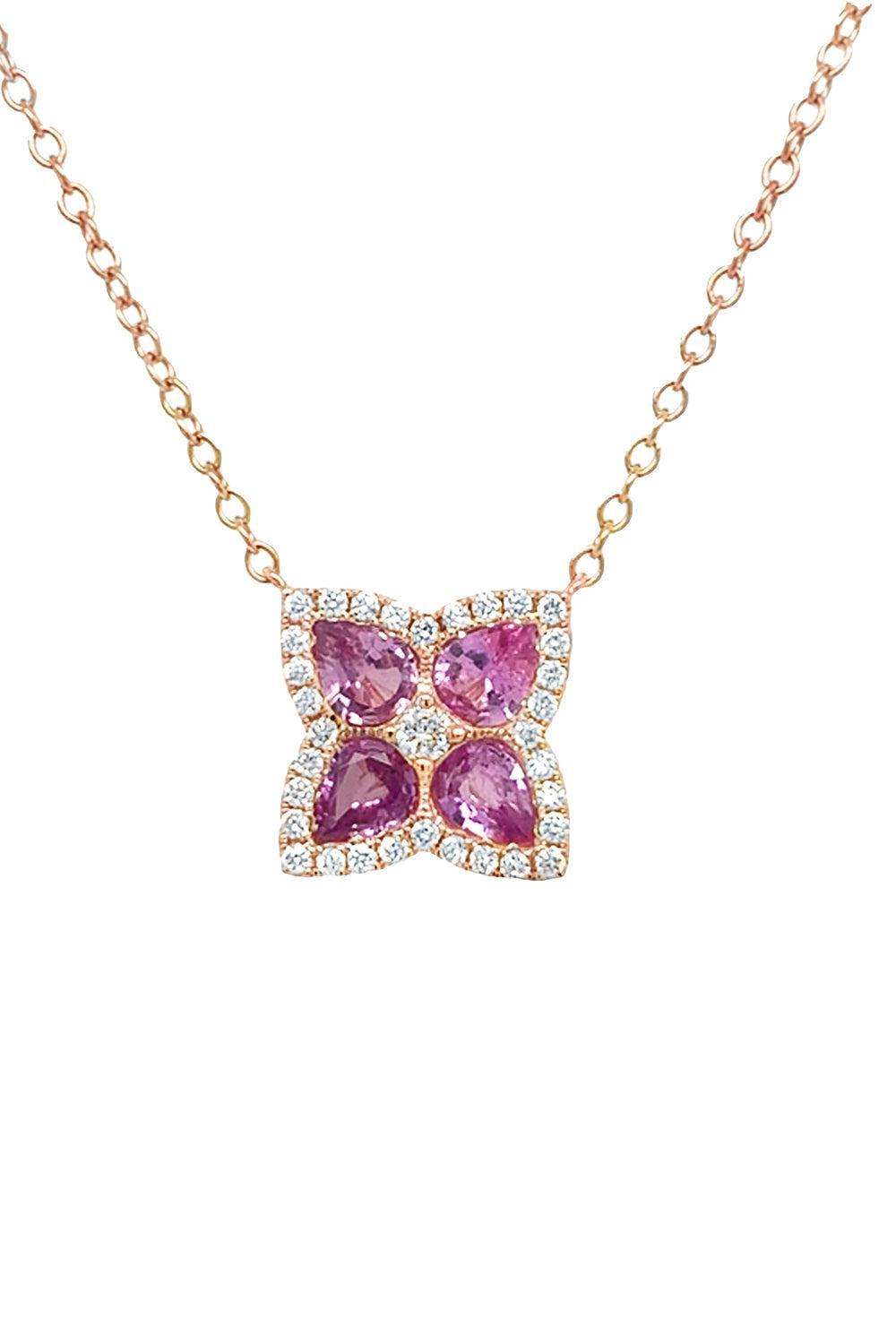 Amaryllis Pink Sapphire Necklace-ROSE GOLD-18-JEWELRYFINE JEWELNECKLACE O-RUCHI NEW YORK