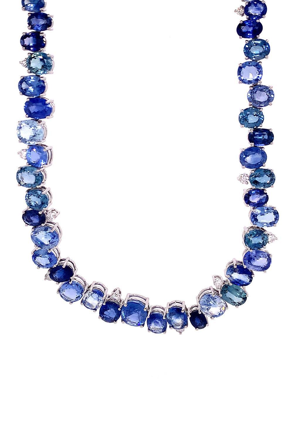 Blue Sappire Ombre Zig Zag Necklace-WHITE GOLD-17-JEWELRYFINE JEWELNECKLACE O-RUCHI NEW YORK