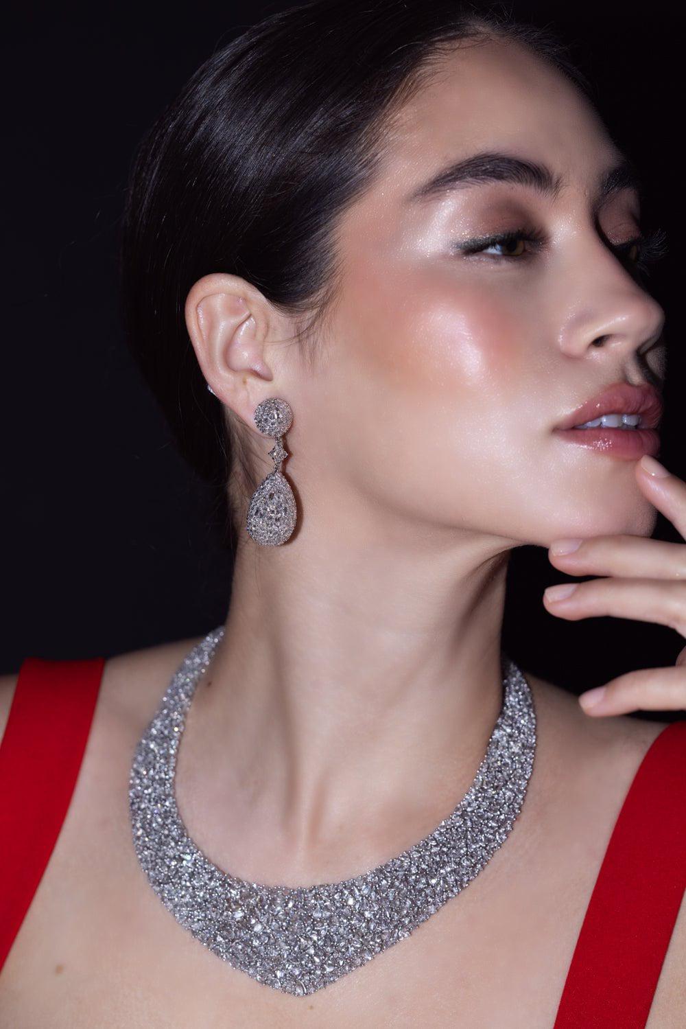 RUCHI NEW YORK-Rosecut Diamond Bib Necklace-WHITE GOLD