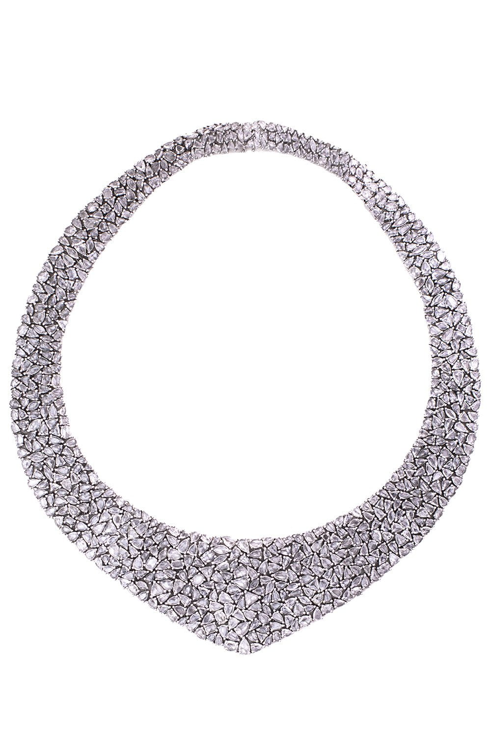 RUCHI NEW YORK-Rosecut Diamond Bib Necklace-WHITE GOLD