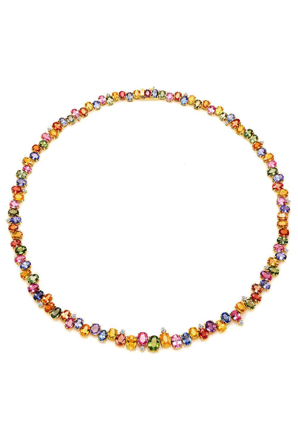 Prisma Multi-Colored Sapphire Tennis Necklace-YELLOW GOLD-17-JEWELRYFINE JEWELNECKLACE O-RUCHI NEW YORK