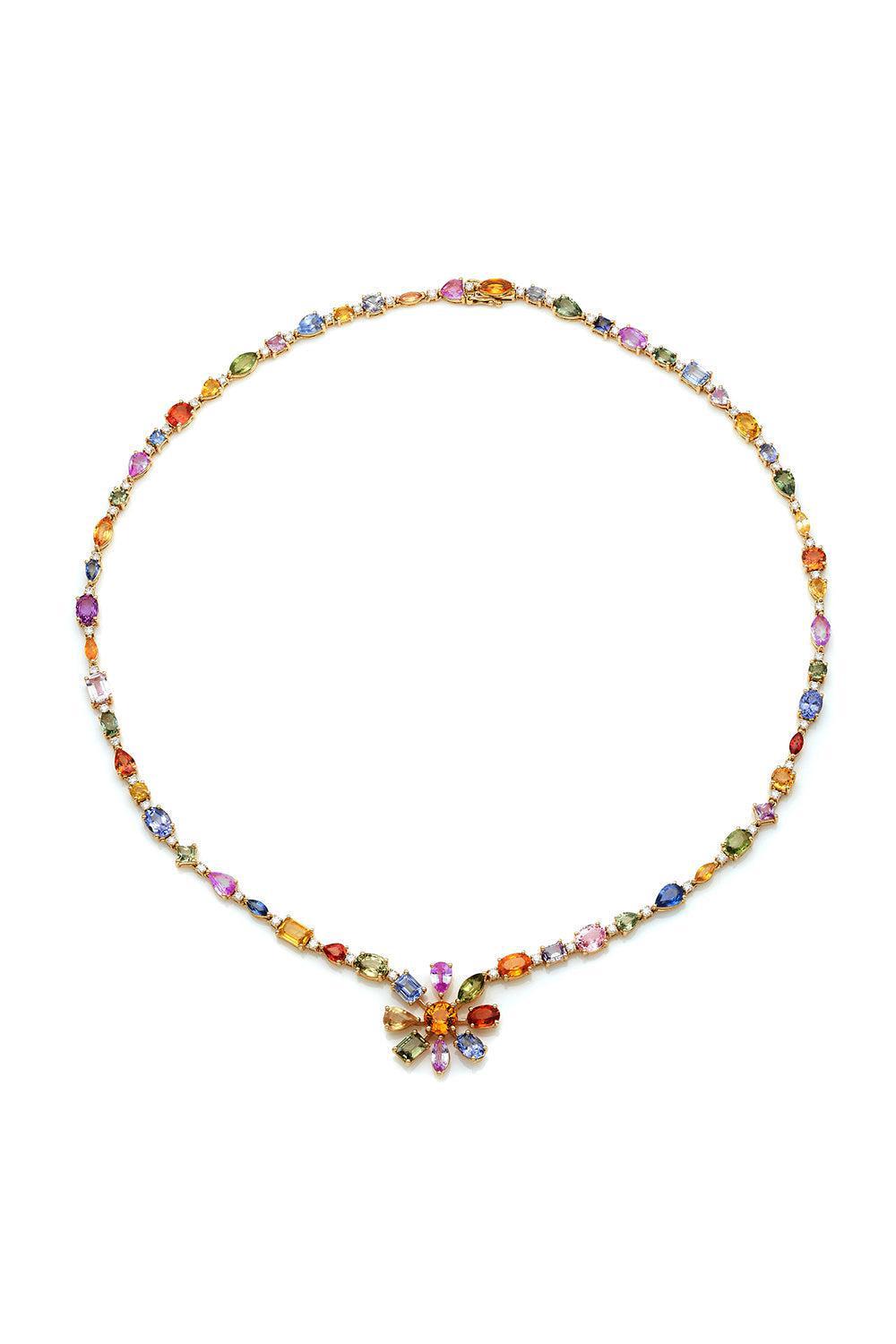 RUCHI NEW YORK-Desert Blooms Wildflower Grande Multi-Colored Sapphire Necklace-YELLOW GOLD