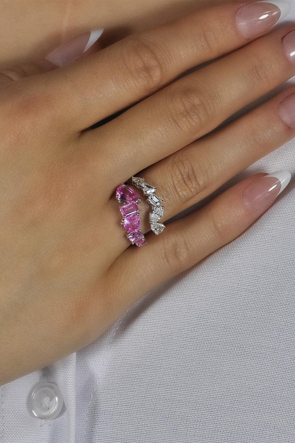 Zinnia Pink Sapphire Wrap Ring-WHITE GOLD-6.5-JEWELRYFINE JEWELRING-RUCHI NEW YORK
