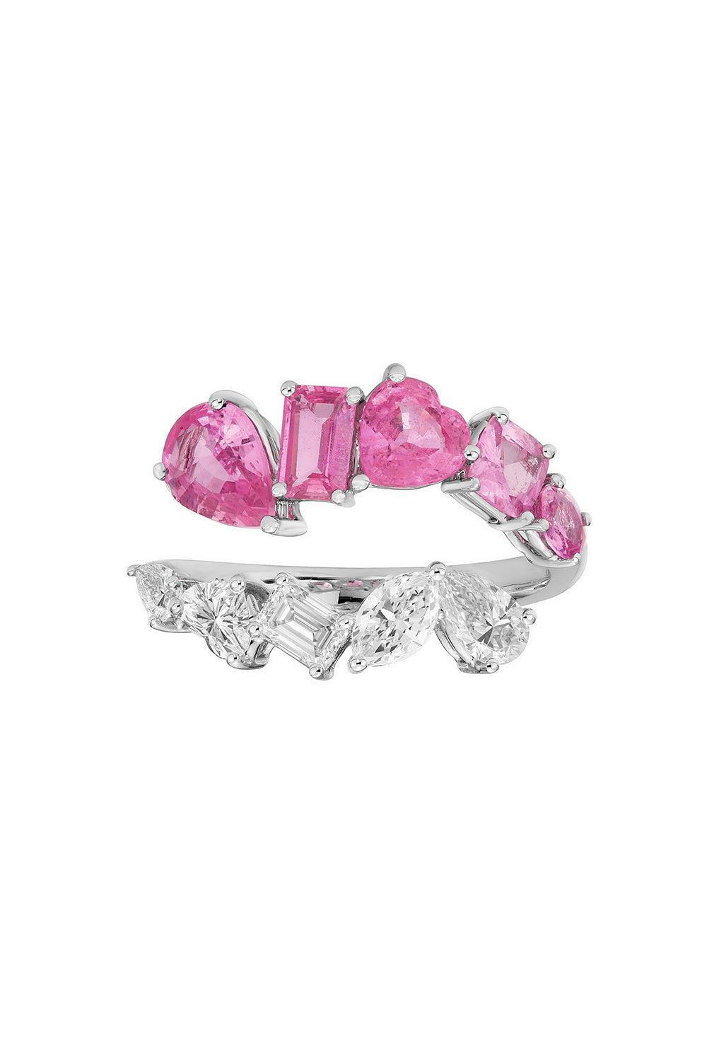 Zinnia Pink Sapphire Wrap Ring-WHITE GOLD-6.5-JEWELRYFINE JEWELRING-RUCHI NEW YORK