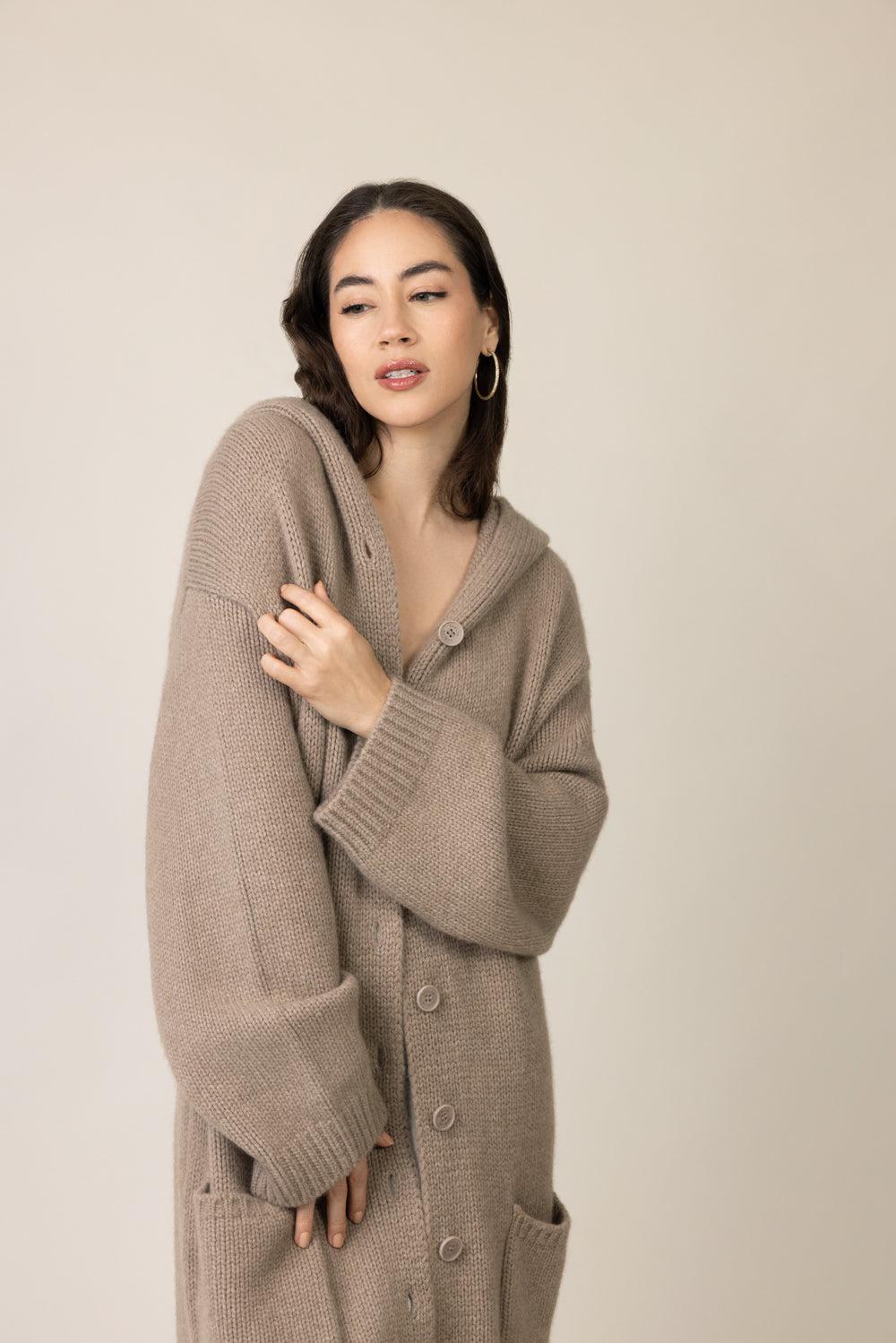 MCKINLEY HOODED DUSTER-ECO GRVL-XS-CLOTHINGTOPCARDIGAN-SABLYN