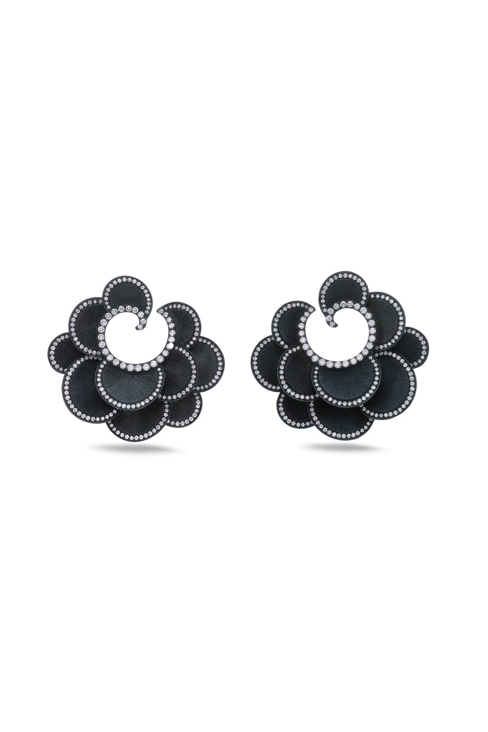 Black Titanium Diamond Round Earrings-TITANIUM-JEWELRYFINE JEWELEARRING-SABOO FINE JEWELS