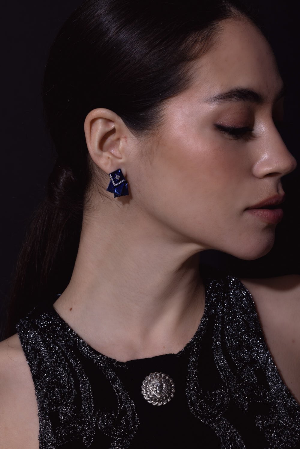 SABOO FINE JEWELS-Blue Multi Square Earrings-TITANIUM