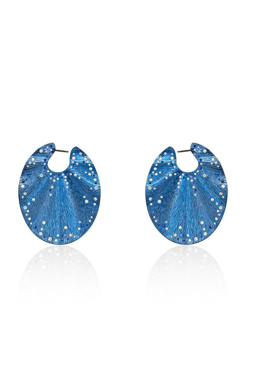 Blue Sapphire Diamond Earrings-TITANIUM-JEWELRYFINE JEWELEARRING-SABOO FINE JEWELS