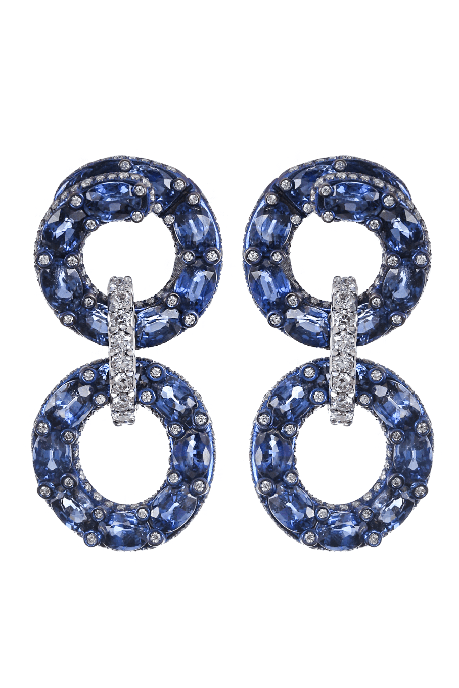 SABOO FINE JEWELS-Blue Sapphire Loop Earrings-TITANIUM