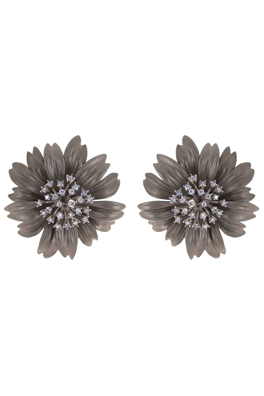 SABOO FINE JEWELS-Diamond Flower Earrings-TITANIUM