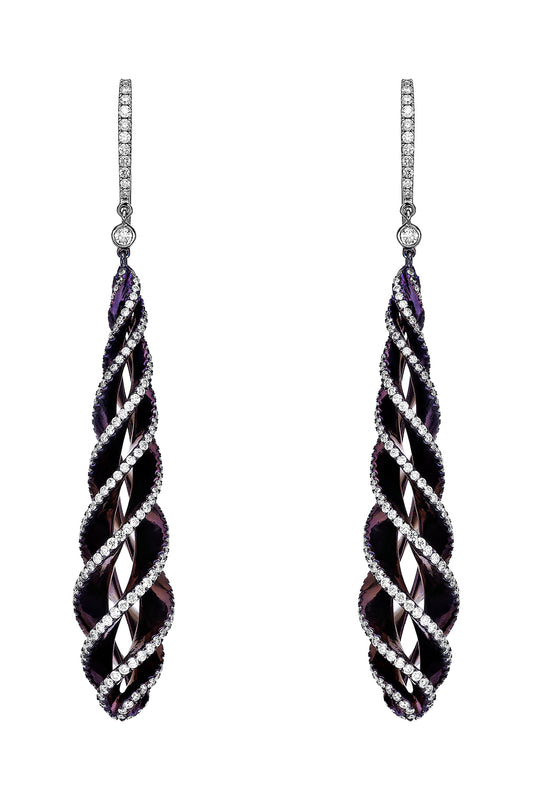 Diamond Purple Long Drop Elemento Earrings
