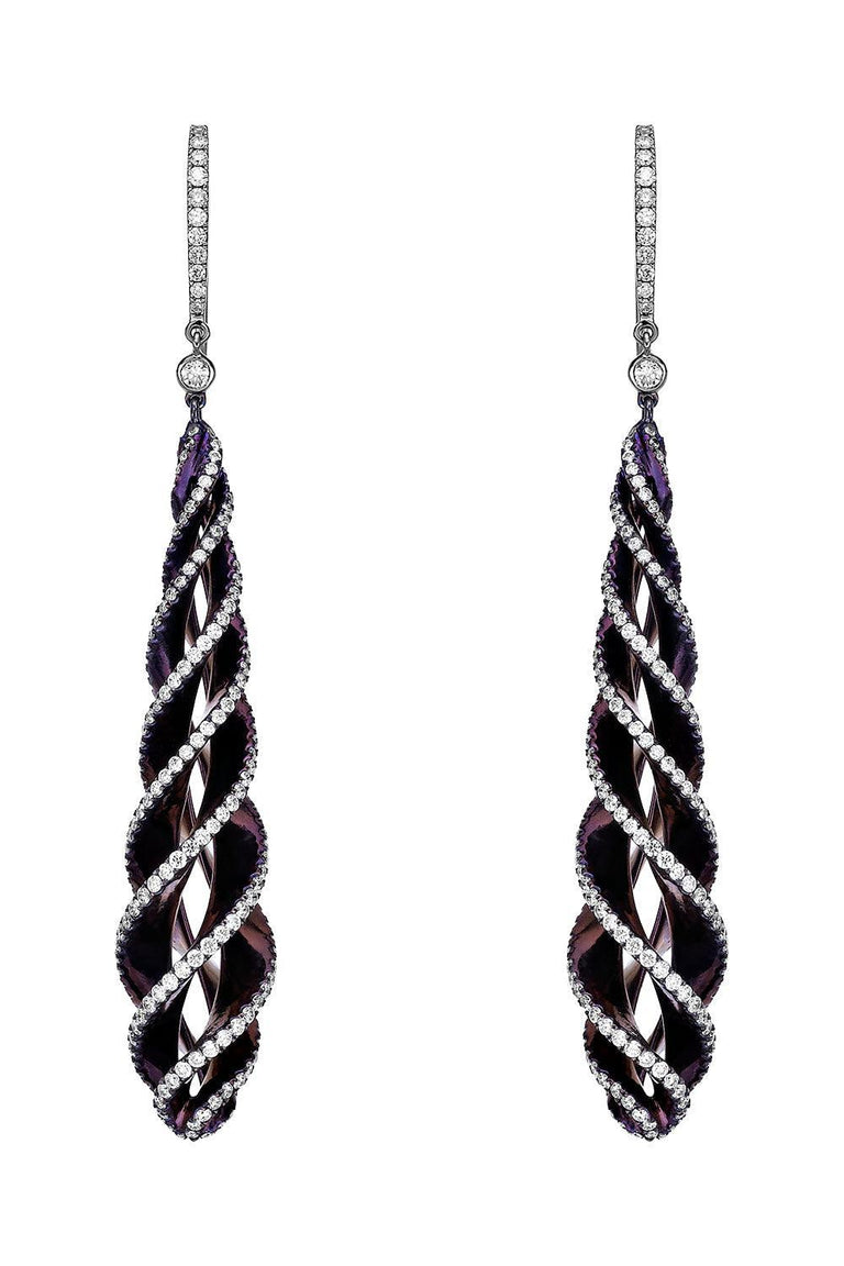 Diamond Purple Long Drop Elemento Earrings