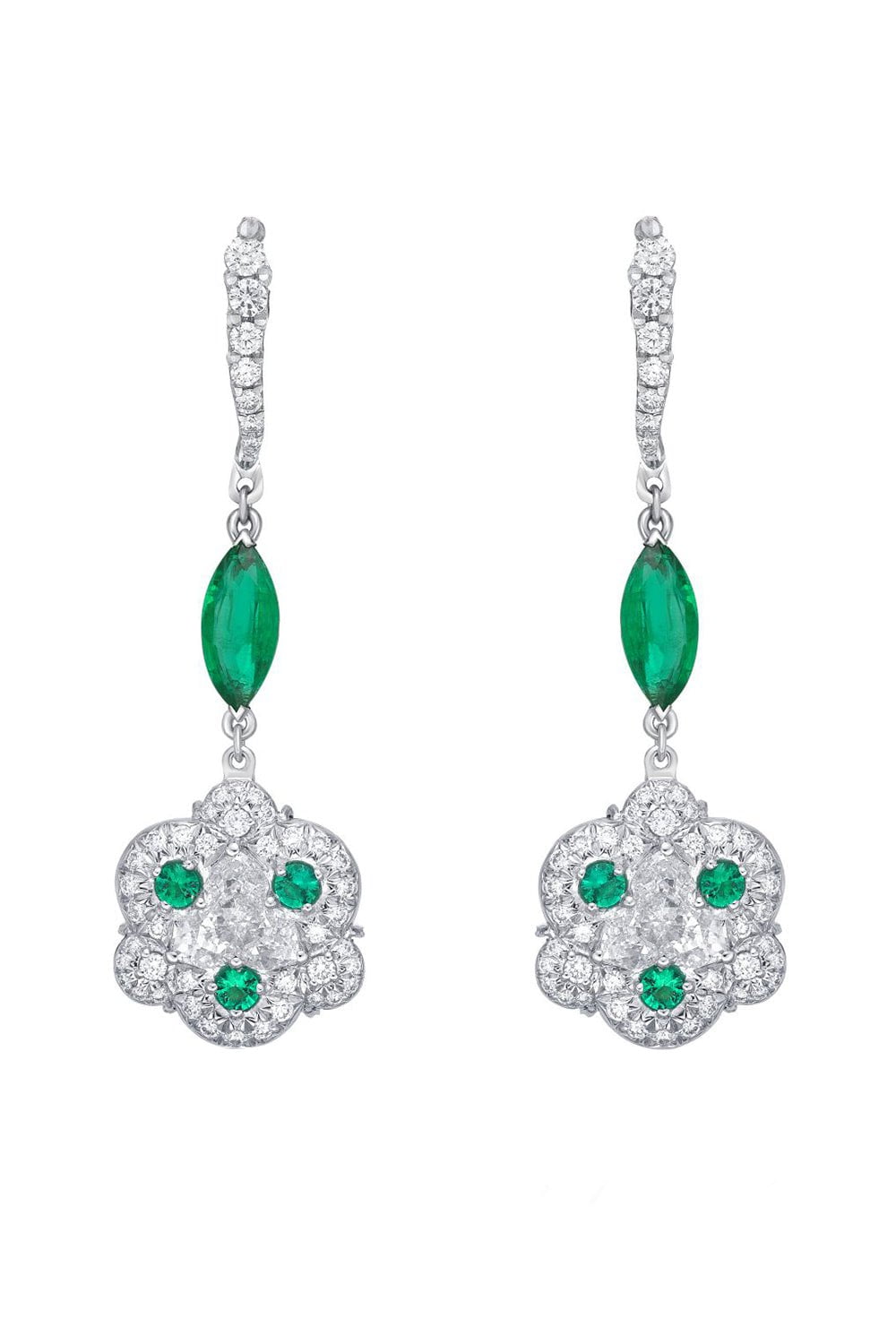 Emerald Diamond Drop Earrings JEWELRYFINE JEWELEARRING SABOO FINE JEWELS   