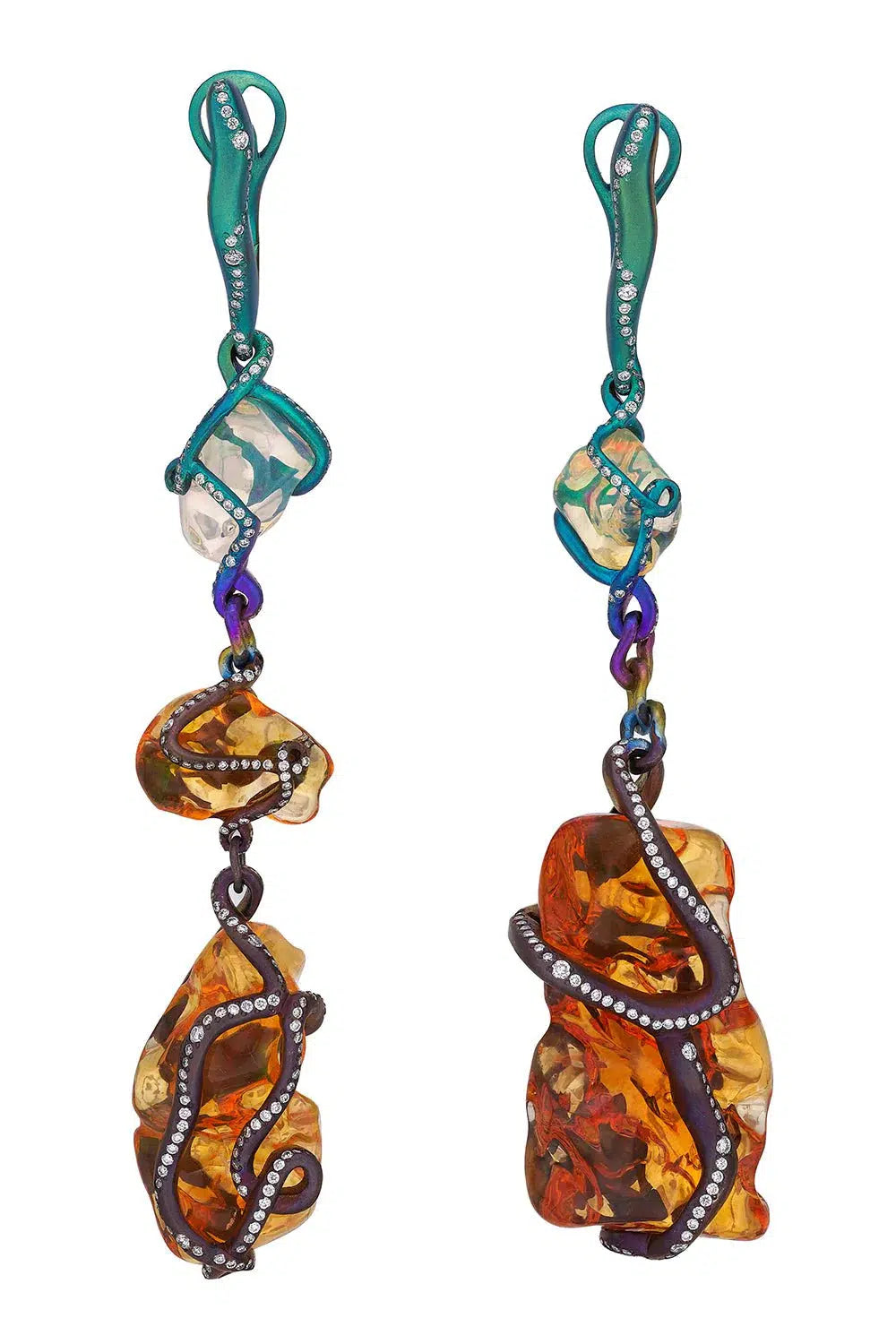 SABOO FINE JEWELS-Fire Opal Drop Earrings-TITANIUM