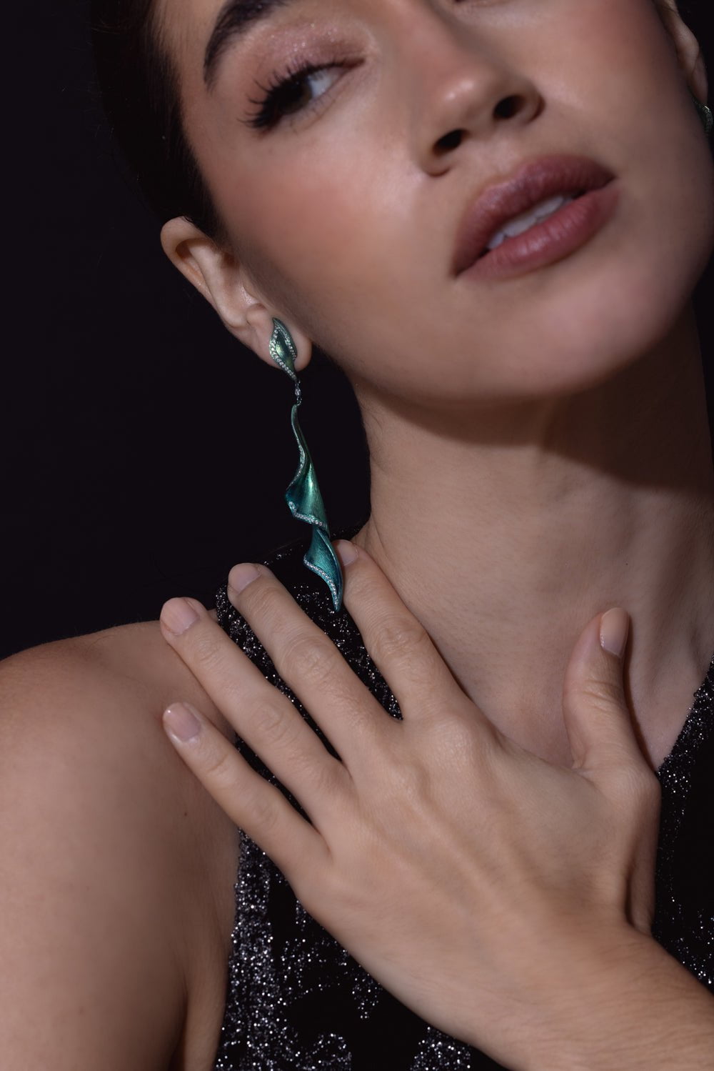 SABOO FINE JEWELS-Green Diamond Drop Earrings-TITANIUM