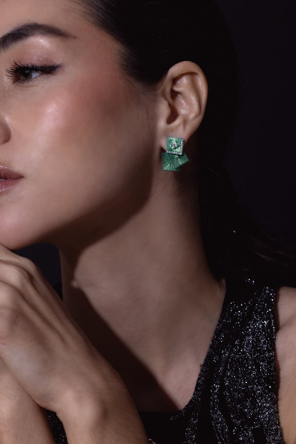 Green Multi Square Earrings JEWELRYFINE JEWELEARRING SABOO FINE JEWELS   