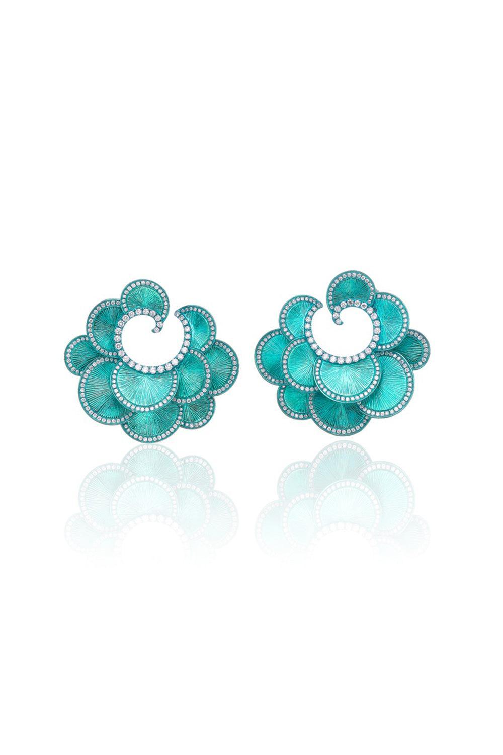 Green Titanium Diamond Round Earrings-TITANIUM-JEWELRYFINE JEWELEARRING-SABOO FINE JEWELS