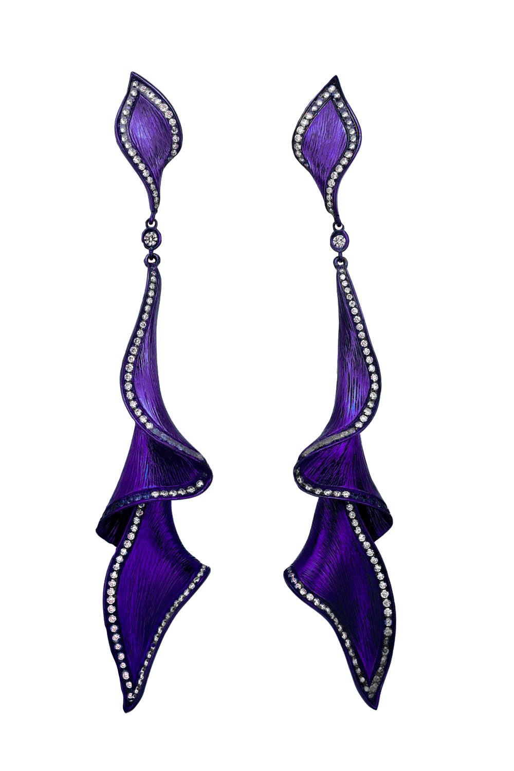 SABOO FINE JEWELS-Purple Diamond Drop Earrings-TITANIUM