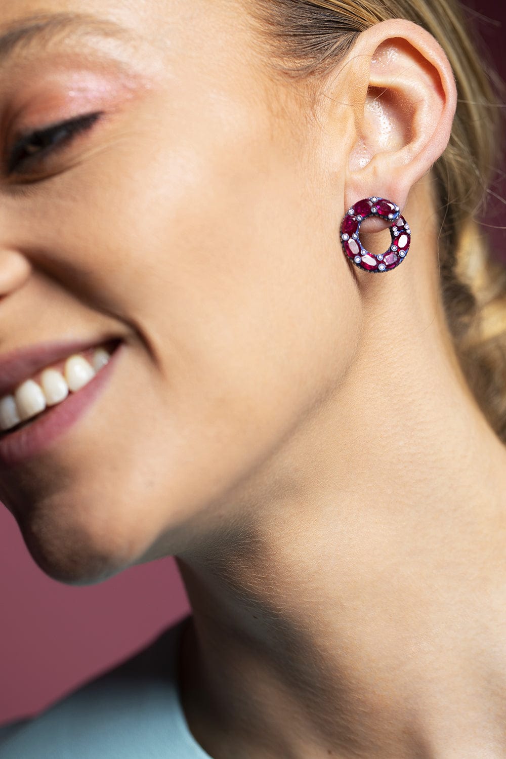 SABOO FINE JEWELS-Ruby Loop Earrings-TITANIUM