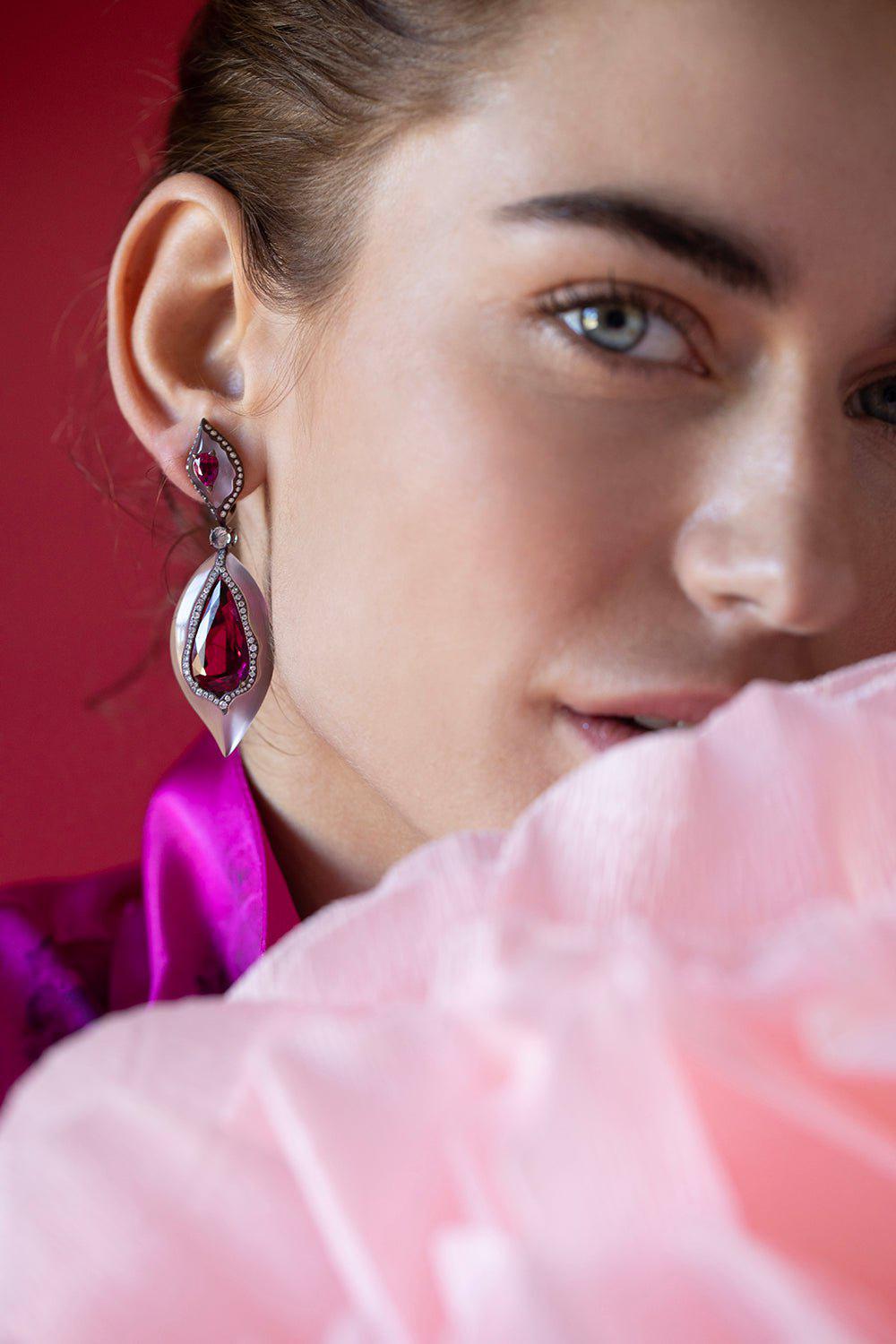 SABOO FINE JEWELS-Rubylite Drop Earrings-TITANIUM